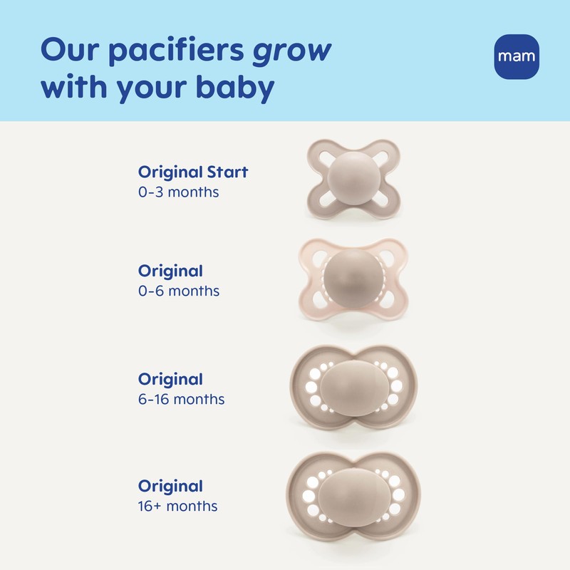 MAM Original Baby Pacifiers 6-16 Months, Binky for Newborn Babies,