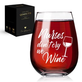 QIMIUTB Funny Nurse Wine Glass Gifts for Women Men,Nurses Don’t Cry We Wine,Healthcare Worker Appreciation Gifts for RN EN Nurse Birthday Easter Graduation,Nurses Practitioner Gift-162
