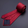 Barry.Wang Red Black Tie for Men Plaid Silk Necktie Pocket