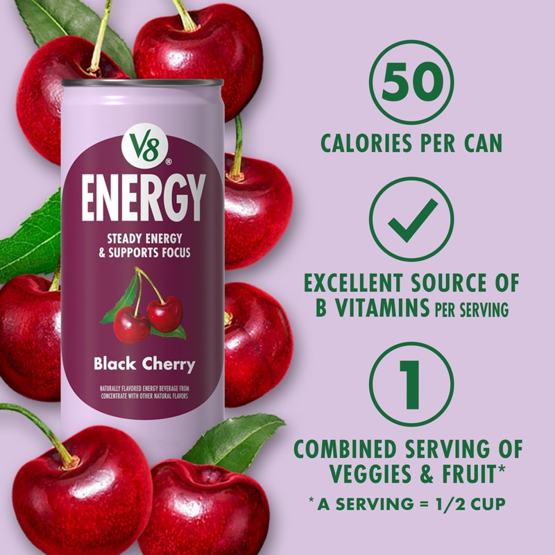 V8 Energy Black Cherry Energy Drink, 8 fl oz Can