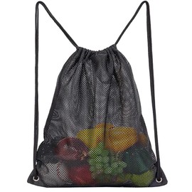 AIYVELU Medium Mesh Beach Bag, Drawstring Gym Bag, Mesh Backpack with Drawstring, Nylon Drawstring Sports Bag, Tennis Bag, Nylon Bag, Backpack, Gym Bag, Travel Stacking Bag