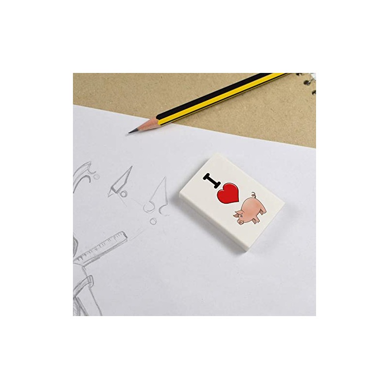 2 x 45mm 'I Love Pigs' Erasers/Rubbers (ER00033686)