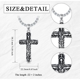 Shusukue Silber 925 Kreuz Halskette mit Jesus Kreuz Anhänger Heilige Dreifaltigkeit Kruzifix Kette Männer