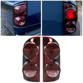 ECOTRIC Tail Light Compatible with 2007-2009 Dodge Ram 1500 2500 3500 Pickup Truck Pair Taillight Signal Lamp Replacement for CH2800165,CH2801165 Smoke Red Left+Right 2pcs