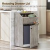 YATINEY Trash Cabinet, Freestanding Trash Can Cabinet, Wooden Recycling with