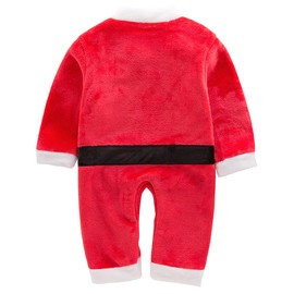 AGQT Newborn Babys Santa Costume Baby Girls 3PCS 1st Christmas Santa Claus Costume Baby Boys One Piece Romper Outfit Mustache and Hat Red Size 0-3 Months