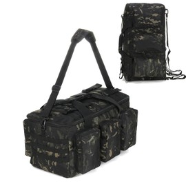 Military Duffel Bag for Men Travel Sports Gym Bag Backpack 50L Large Capacity Multi-Functional Assault Pack (Black CP)