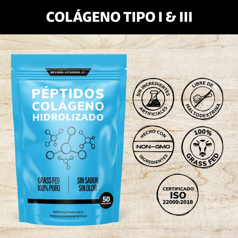 Péptidos Colágeno Hidrolizado Puro Tipo Iii 500 Días Disolución Rápida