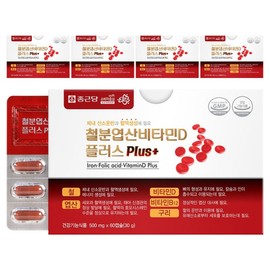 Chong Kun Dang Iron Folic Acid Vitamin D Plus, 60 tablets, 5 pieces / 종근당 철분 엽산 비타민D 플러스, 60정, 5개
