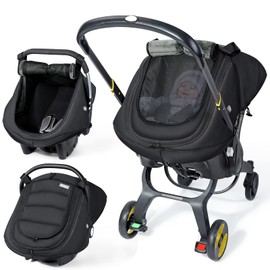 IvyWind IvyWind Winter Baby Car Seat Cover, Universal Carseat Cover for Babies with Breathable Mesh Window, Cozy and Warm Car Seat Covers for Cold Weather, Kick-Proof Infant Carseat Canopy for Boy Girl, Black