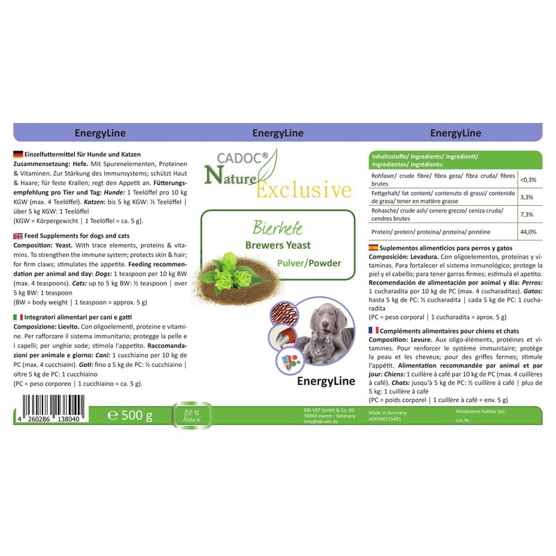 Cadoc - Nature Exclusive Brewer's Yeast, 500 g (Pack of