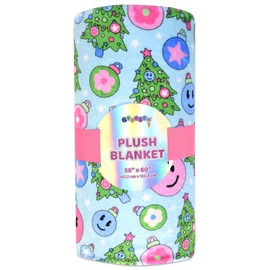iscream Holiday Brights Silky Soft Plush 56" x 60" Premium Fleece Print Throw Blanket - Tree Trimming
