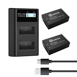 QUMOX LP-E17 Battery 2-Pack and Dual Charger for EOS R50 RP R10 R8,Rebel T8i, T7i, T6i, T6s, SL2, SL3, EOS M3, M5, M6, EOS 200D, 77D, 750D, 760D, 800D, 8000D, Digital SLR Camera