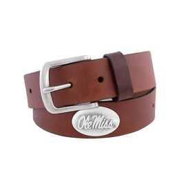 NCAA Mississippi Old Miss Rebels Zep-Pro Leather Concho Belt, Brown, 32-inches