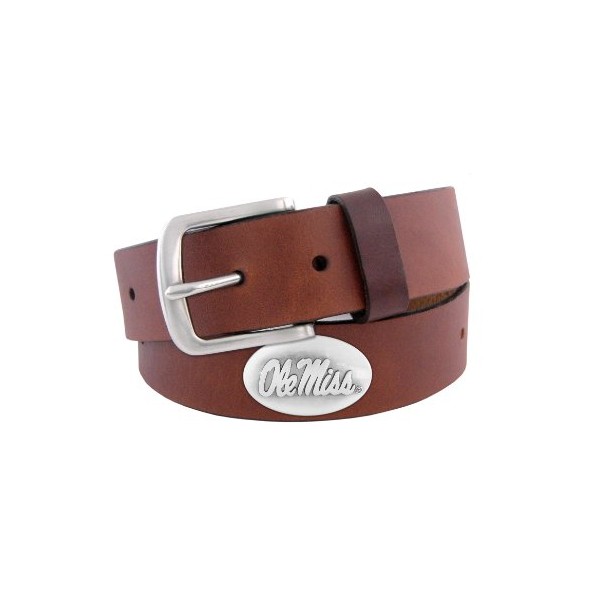 NCAA Mississippi Old Miss Rebels Zep-Pro Leather Concho Belt, Brown, 32-inches