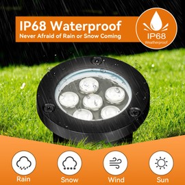 AOAXL 6W LED Landscape Lights, 120V Well Lights IP68 Waterproof 5500k Cool White Outdoor In-Ground Lights for Yard, Garden Patio, Pathway, 12 Pack