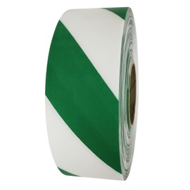 DuraMark RPT-750 Hazard Safety Warning Stripe Tape, Durable Outdoor Heavy Duty Rubber Base, Reflective Slip Resistant Pavement Marking Adhesive Tape for Hazardous Areas (Green & White, 2" x 18')