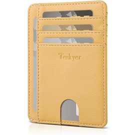 Teskyer Slim Wallet for Men, Minimalist Front Pocket RFID Blocking Leather Wallet Credit Card Holder for Men & Women