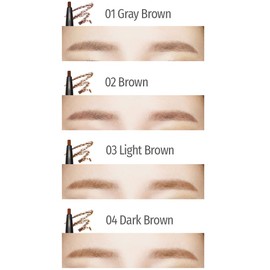 Witch's Pouch Selfie Perfect Eyebrow + Refill head 1ea Waterproof Double Head Oval type Screw Brush (02 Brown)