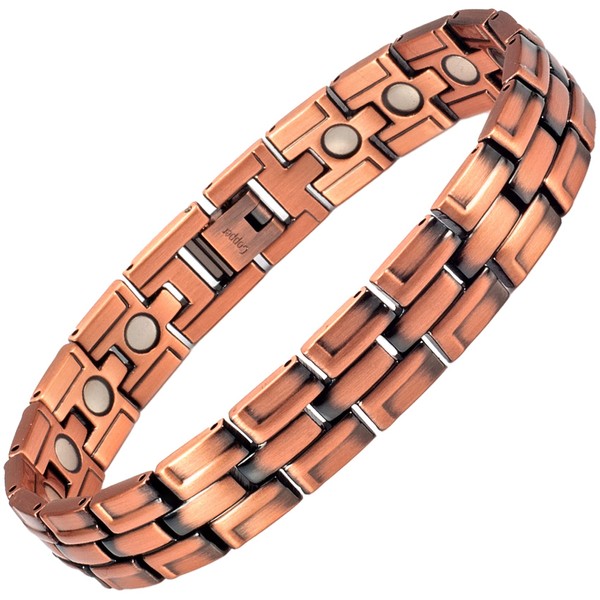 Yinox Red Copper Bracelet for Men Red Copper Magnetic Bracelet Bracelet with Single Row Magnets, Copper