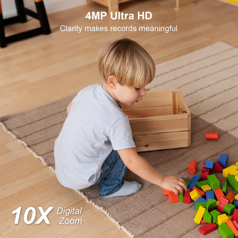 WUUK 4MP Indoor Security Camera, Pan Tilt Cam for Baby/Elder/Dog/Pet,