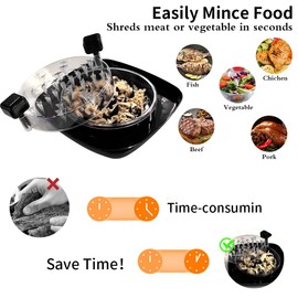 Chicken Shredder, Heavy Duty Chicken Breast Shredder Tool Twist with Clear Cover, Large Meat Shredder with Extra Middle Plate – Reasonable Designed, Dishwasher Safe, Anti-Slip (Upgrated Black)