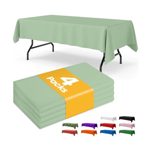 Niuara Sage Green Plastic Table Cloth - 4 Pack 54"