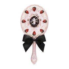 Flower Knows - Espejo de Mano de Cupido de Fresa, Espejo de Mano clásico, Espejo de Princesa Elegante y Bonito con Mango Largo, Regalo para niñas y Mujeres (licuado lechoso)