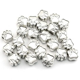 Lind Kitchen 24pcs Dog Paw Footprint Charms Vintage Big Hole Beads DIY Necklace Bracelet Jewelry Findings Making Accessories(Antique Silver)