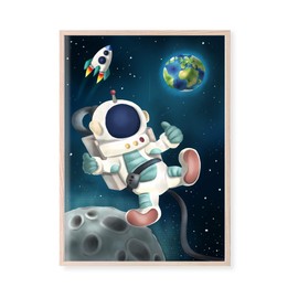 Space Children's Room Pictures with Astronaut, Rocket, Planets and Stars - Decorative A4 Wall Pictures for Boys and Girls, Set of 3 Space Posters without Frame, Children's Pictures Universe (Set A)