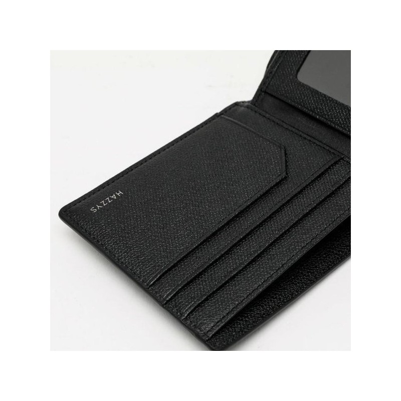 Hazzys (신세계센텀점)HAZZYS ACC블랙 가죽 음각 레터링 패턴 반지갑 HJWA4E580BK (Shinsegae