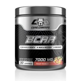 Core Champs BCAA Powder 7000mg | Branched Chain Amino Acids for Muscle Growth & Recovery | High Leucine Content | 30 Servings (Fruit Punch)