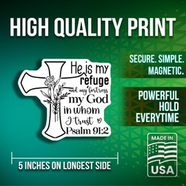 Inspirational Bible Verse Magnets - Religious Quote Magnet - Christian Home Decor - Psalm 91:2 Encouragement Magnet- 2 Pack - Made in USA - PLDFMAG3574