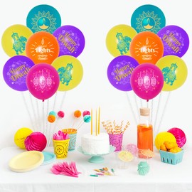 40 Pack Happy Diwali Party Balloons, Colorful Balloons Pack Decorations for Festival of Lights, Hindu Deepavali Indian Holiday Party Supplies