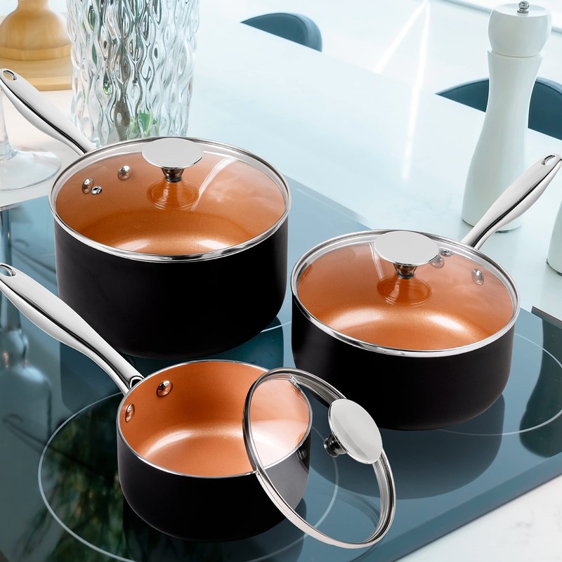 MICHELANGELO Sauce Pan Set, Ultra Nonstick Saucepan Set of 3,