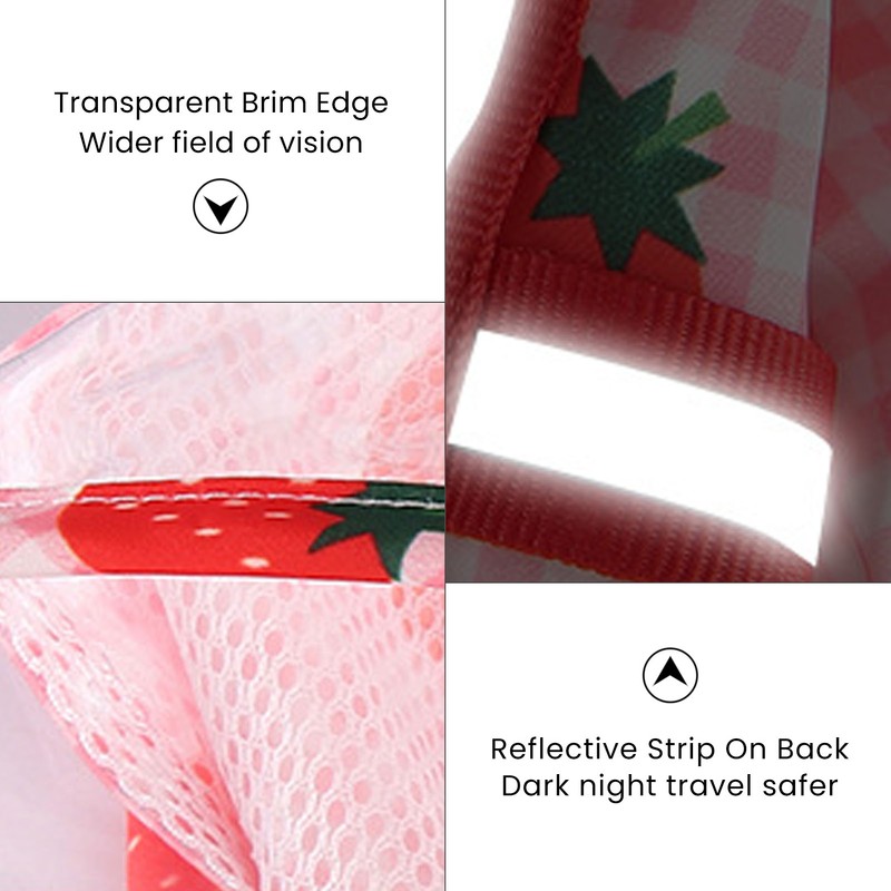 Dog Raincoat Hooded Reflective Breathable Lightweight Strawberry Patterns Puppy Rain