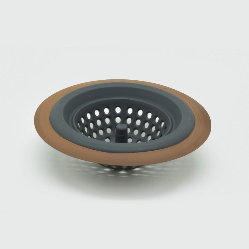 ExcelSteel Silicone Sink Basket Strainer, 4.5", copper,Gray