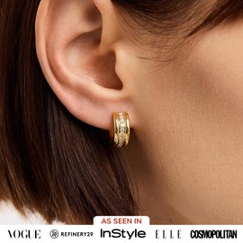 Ana Luisa Asher Small Huggie Hoop Earrings for Women - 14K Gold Plated, Silver Rhodium Plated and Two Tone Styles - Hypoallergenic, Tarnish-Free - Ana Luisa Jewelry - Stylish Gold Hoop Earrings