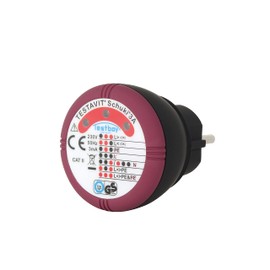 Testavit Schuki 3A Socket Tester (Glow Lamp Display, 230 V, Protection Class IP 40, Safe Check, Voltage Supply via Tester), Red/Black