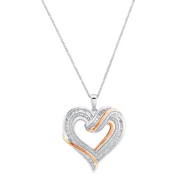 GILDED Sterling Silver two-tone 1/2 CTTW Diamond Open Heart Pendant