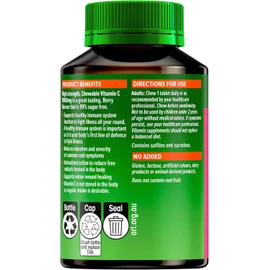 Cenovis Mega Vitamin C 1000mg – 60 Berry Flavour Chewable Tablets – High Strength Vitamin C for Immunity, Cold Relief, Collagen & Skin Support