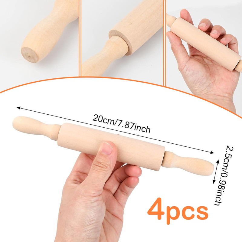 4pcs Rolling Pin, 20 X 2.5cm Rolling Pin for Baking,
