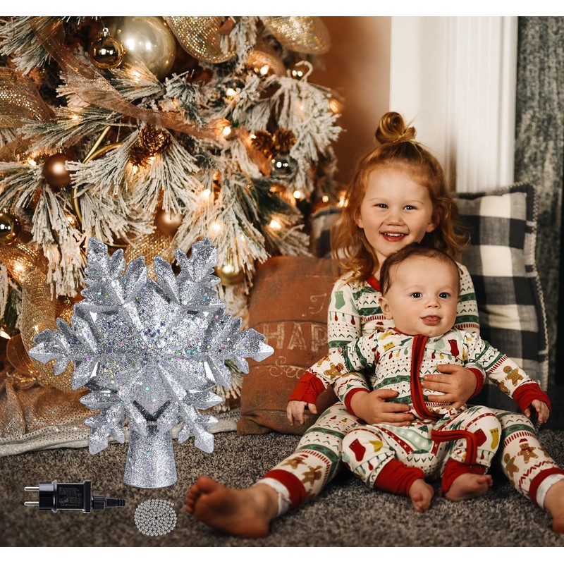 Homewit Christmas Tree Topper Projector Light Star Tree Topper for