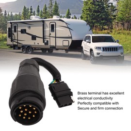 AOWINHIT RV Trailer Plug Adapter - 13 Pin EU Round to 4 Pin US Flat Converter for European to Trailer Conversion