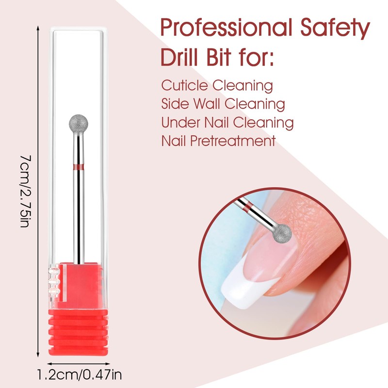 WLLHYF Nail Drill Bits, Ball Shape Nail Cleaner Professional Stainless