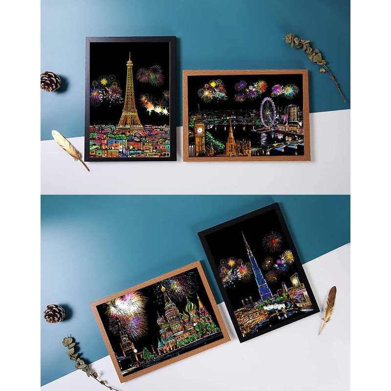 Scratch Painting, Scratch Art Rainbow Paper A4 for Adults and