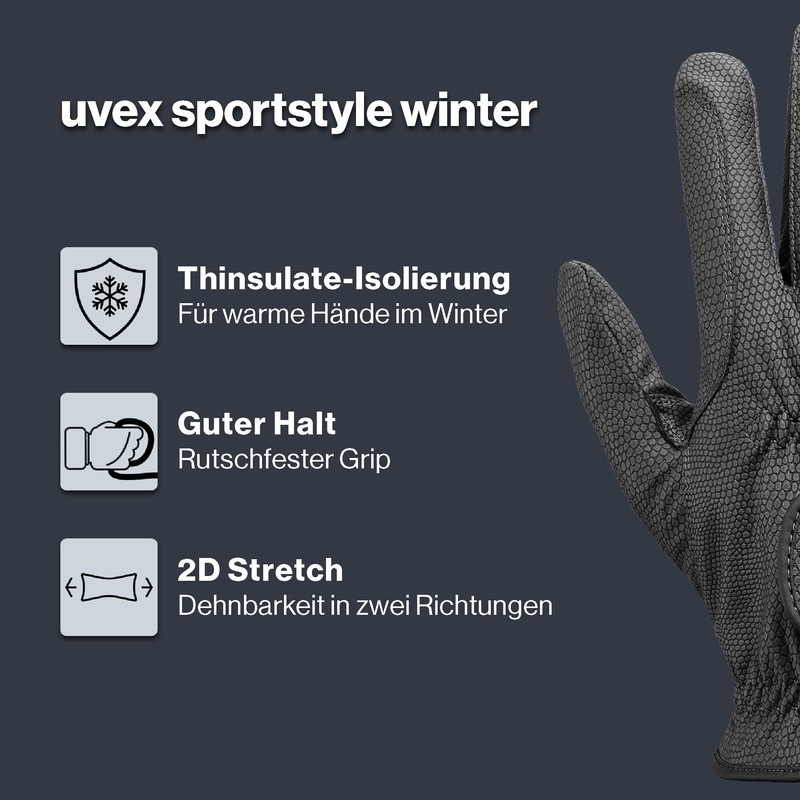 UVEX Reithandschuhe sportstyle Winter, black, 8