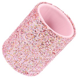 FRCOLOR Makeup Brush Organizer Case Small Makeup Brush Holder Pink Plastic Glitter Makeup Brush Case Makeup Brush Storage Bucket