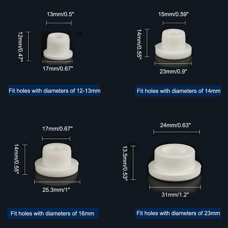 16 Pieces Silicone Hole Plugs for Round Hole,Rubber Tube Stopper