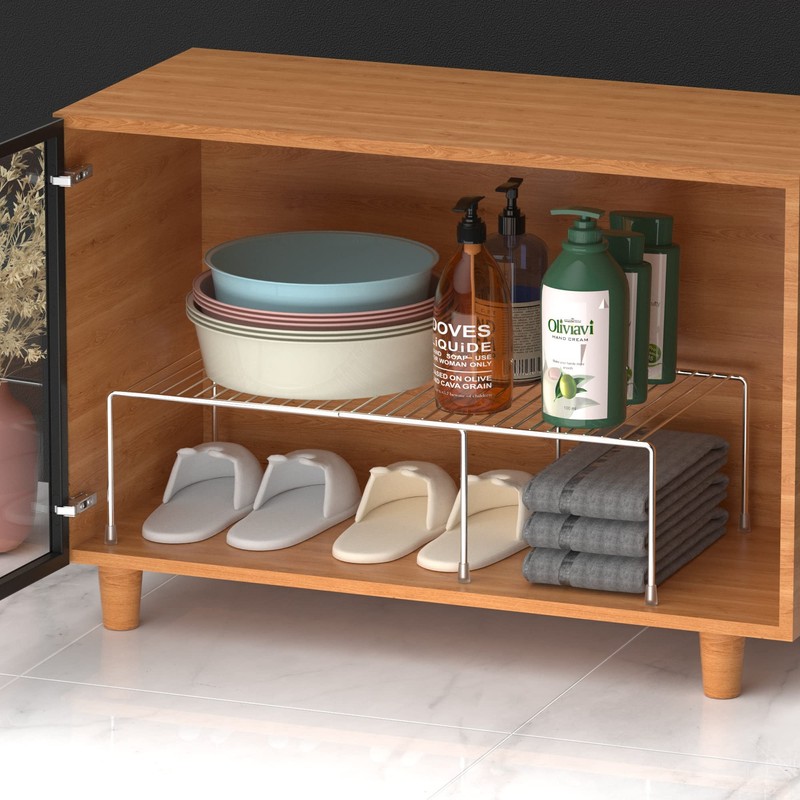 Redrubbit Cabinet Storage Shelf Rack, Expandable Metal Rustproof Kitchen Counter